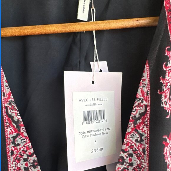 NWT AVEC LES FILLES Paisley-Print Tiered Maxi Dress Size 8 - Picture 9 of 11